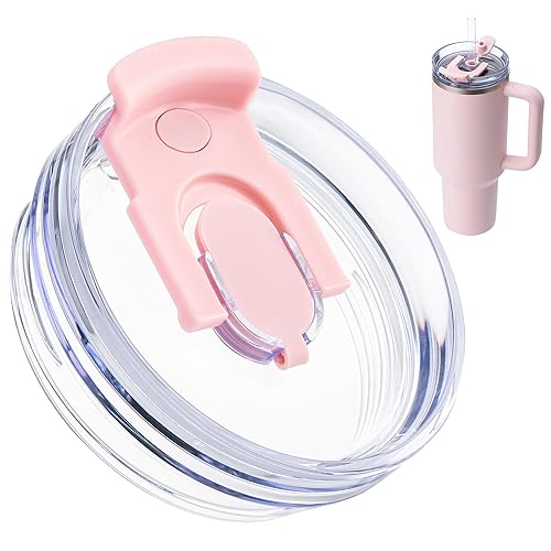 Bluwing 40 OZ Tumbler Lid Replacement for Stanley Quencher 2.0 & ProTour Tumblers, 40 OZ Spill Proof Tumbler Lid for Stanley Cup (Pink)