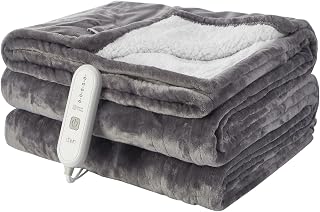 Heated Blanket Electric Throw - Soft Fleece Flannel Heating Warming Blankets with Auto Shut Off for Couch Office Chair Bed Adults Machine Washable 50x60 Grey