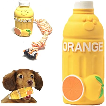 Amazon Bluestarz 犬用 音の出るおもちゃ 噛むおもちゃ 柔らかい 安全ラテックス ジュースボトル ストレス発散 中小型犬用 歯磨きおもちゃ付き オレンジ オレンジ Bluestarz 噛むおもちゃ 通販