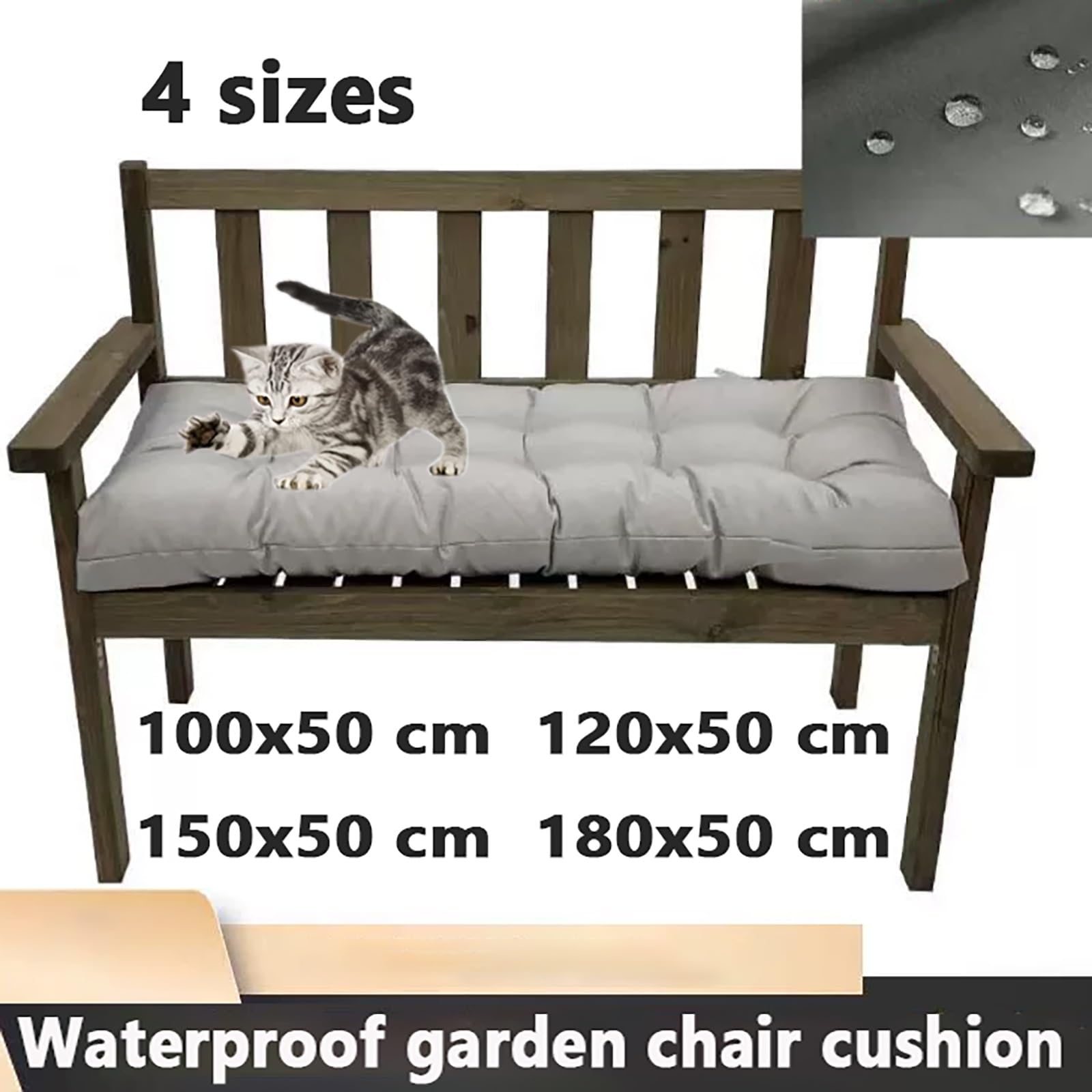 Cuscino Panca Esterno Impermeabile，per Giardino Terrazza Balcone Altalena(Grigio scuro,150x50 cm)