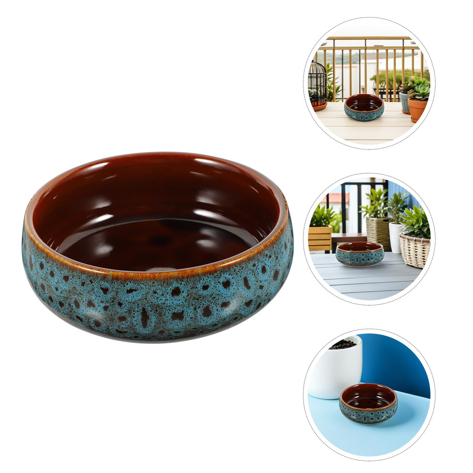 Hemobllo Lot de 2 Pots de Fleurs en Céramique Ronde sans Trou pour Culture Hydroponique, Design Créatif Terre pour Décoration Intérieure et Nénuphars