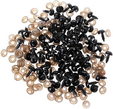 100Pcs/Bag Plastic Safety Eyes Plastic Eyes with Washers DIY Doll Toy Eyes Black Plastic Safety Eyes Puppets Doll with Washers