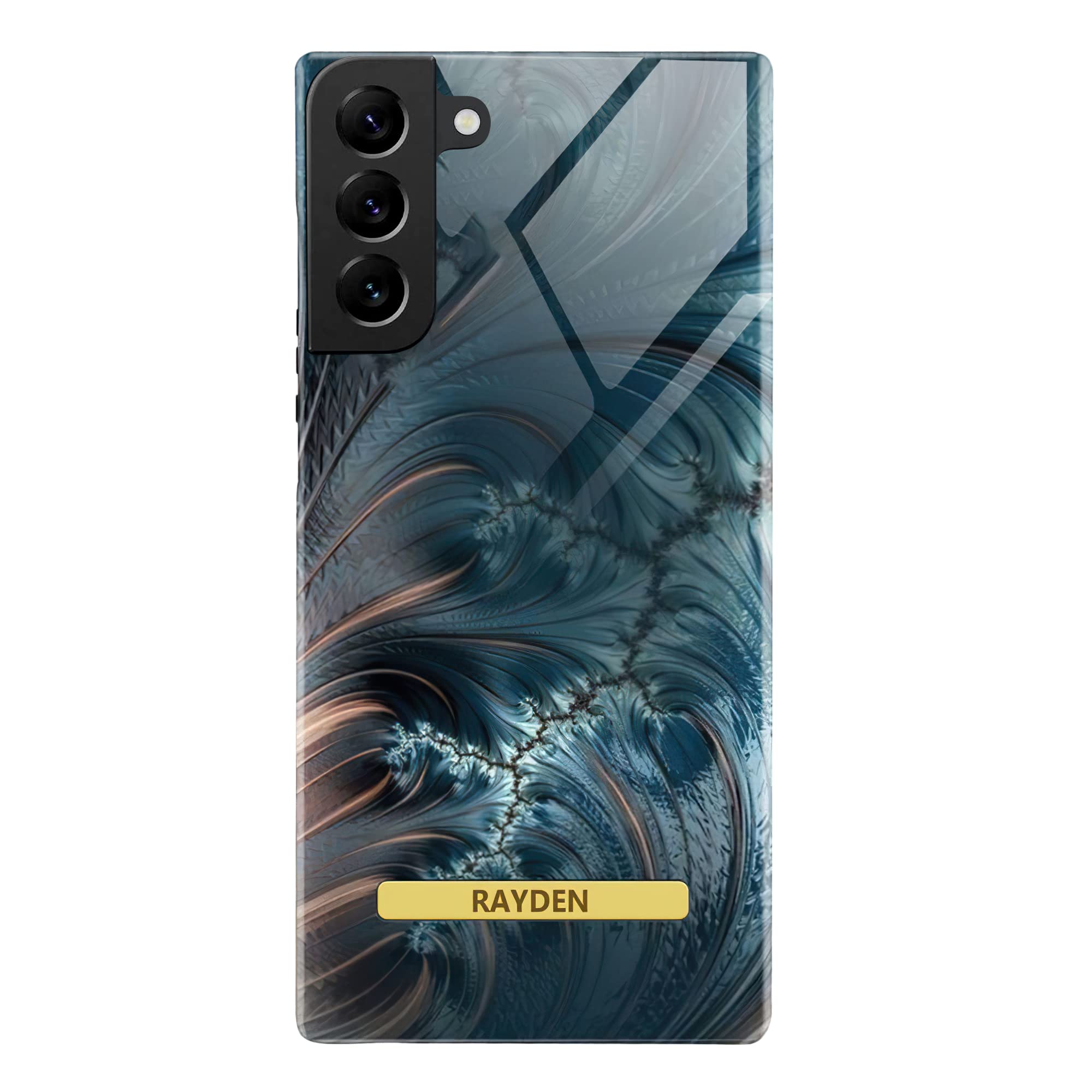 Rayden Samsung S22+ Plus Case 6.6 Inch, Defender Military Shockproof, Hard Back Cover, Ultra-Thin Dark Blue Marble Design