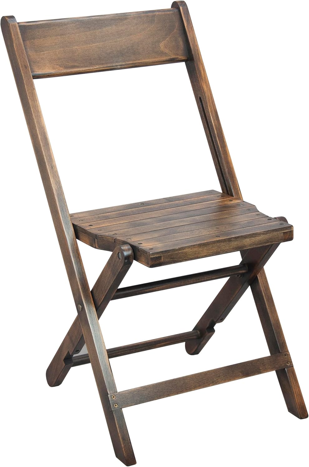 EMMA + OLIVER Slatted Wood Folding Wedding Chair - Event Chair - Antique Black, Set of 2