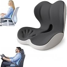 MOYEE Wide Memory Foam Seat Cushion with Lumbar Support for Office Chair & Car Seat, Ergonomic Design for Long Sitting, Gradual Relief & Lasting Support for Back, Tailbone & Sciatica Pain