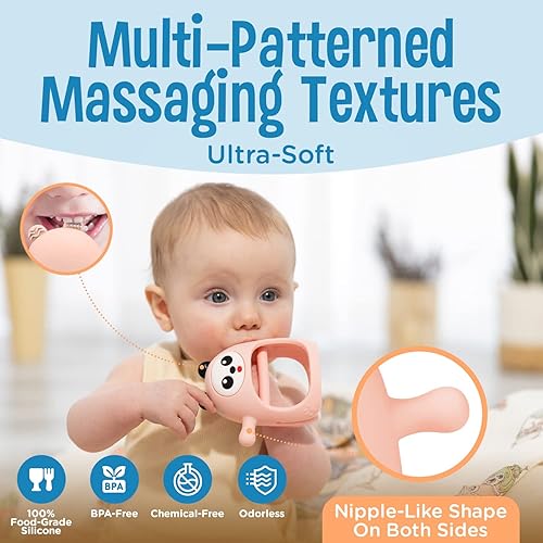 Miniatura 2 de Panda Never Drop - Manoplas de dentición  Mordedores para bebés de 0 a 6 meses mordedor como pezón y juguete infantil  Juguetes de dentición para