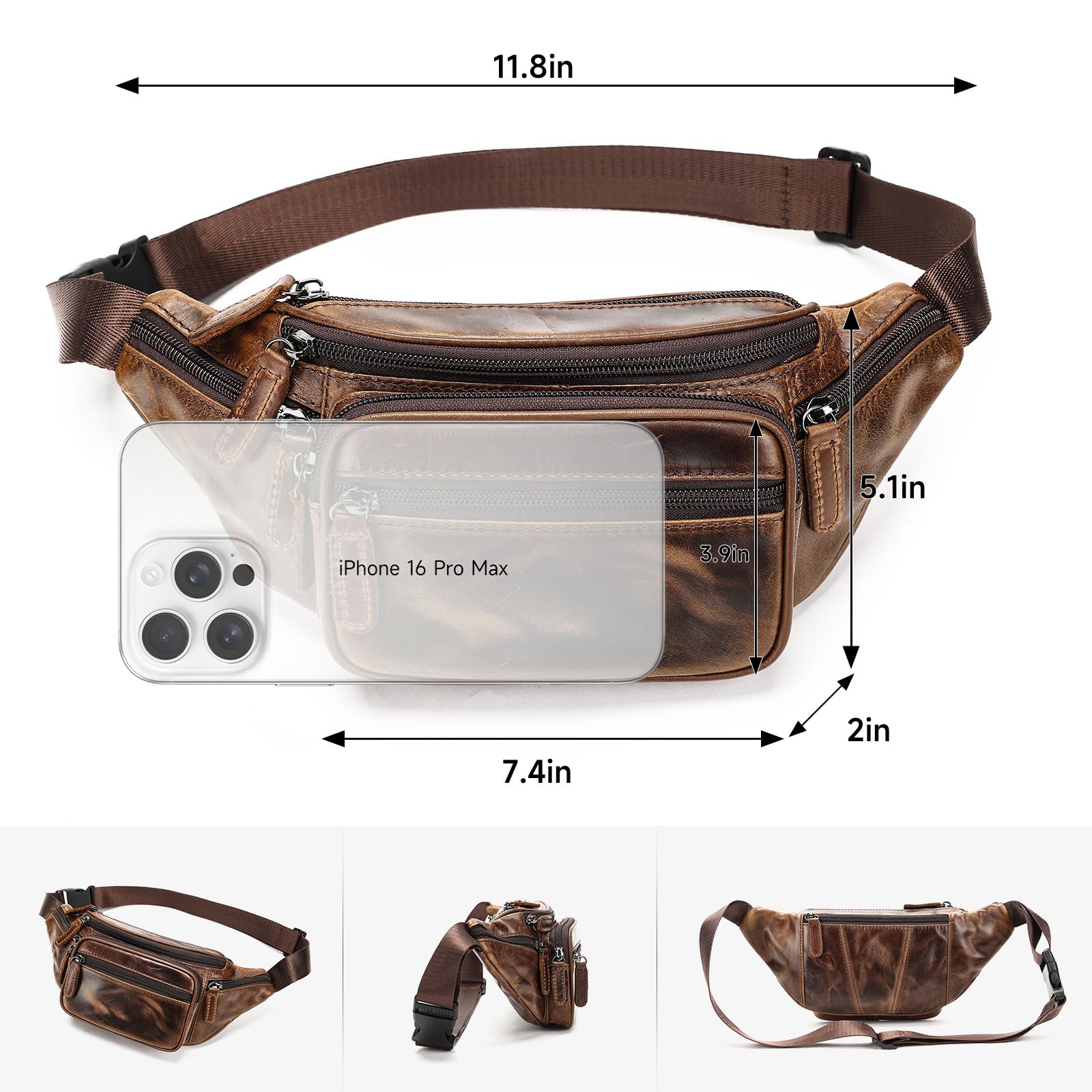Crazy Horse Herren-Gürteltasche aus Leder, Sport-Gürteltasche, Geldbörse, Laufen, Hüfttasche für Handy, Leder-Umhängetasche, Kuriertasche, Geschenk für Herren, Leder-Bauchtasche, Kaffee,