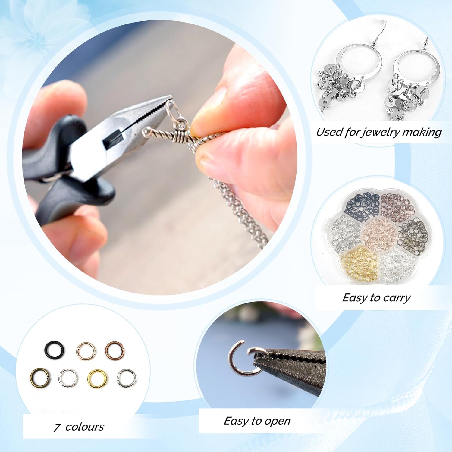 TOAOB 350pcs Jump Rings for Jewelry Making 6mm Assorted Colors Open Jump Rings Connectors O Ring Chainmail for DIY Crafts Necklaces Bracelets Keychains - Image 3