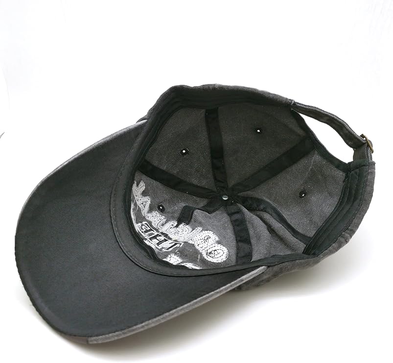 Perlotus Black Men's Baseball Hat Original Black Embroidered Leather Detailed Design