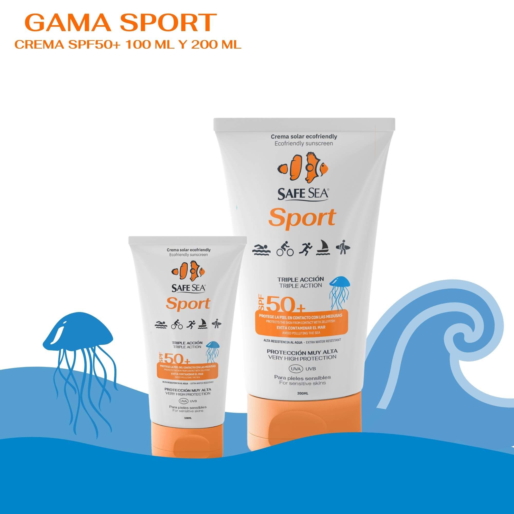 SAFE SEA - sportowy krem przeciwsłoneczny przeciw meduzom SPF 50+ - wegański - wysoka wodoodporność i wysoka ochrona przeciwsłoneczna dla sportowców - odpowiedni dla skóry wrażliwej - 100 ml.