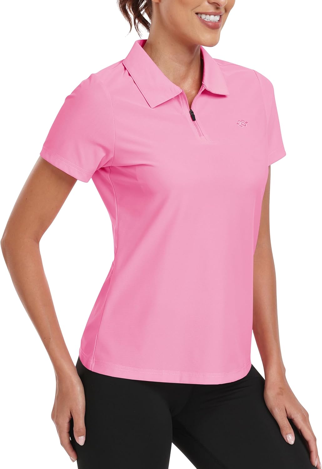 MoFiz Women's Golf Polo Shirt Short Sleeve UPF 50+ Collared 1/4 Zip Tennis Tops Quick-Dry Lightweight Cooling Athletic Shirt