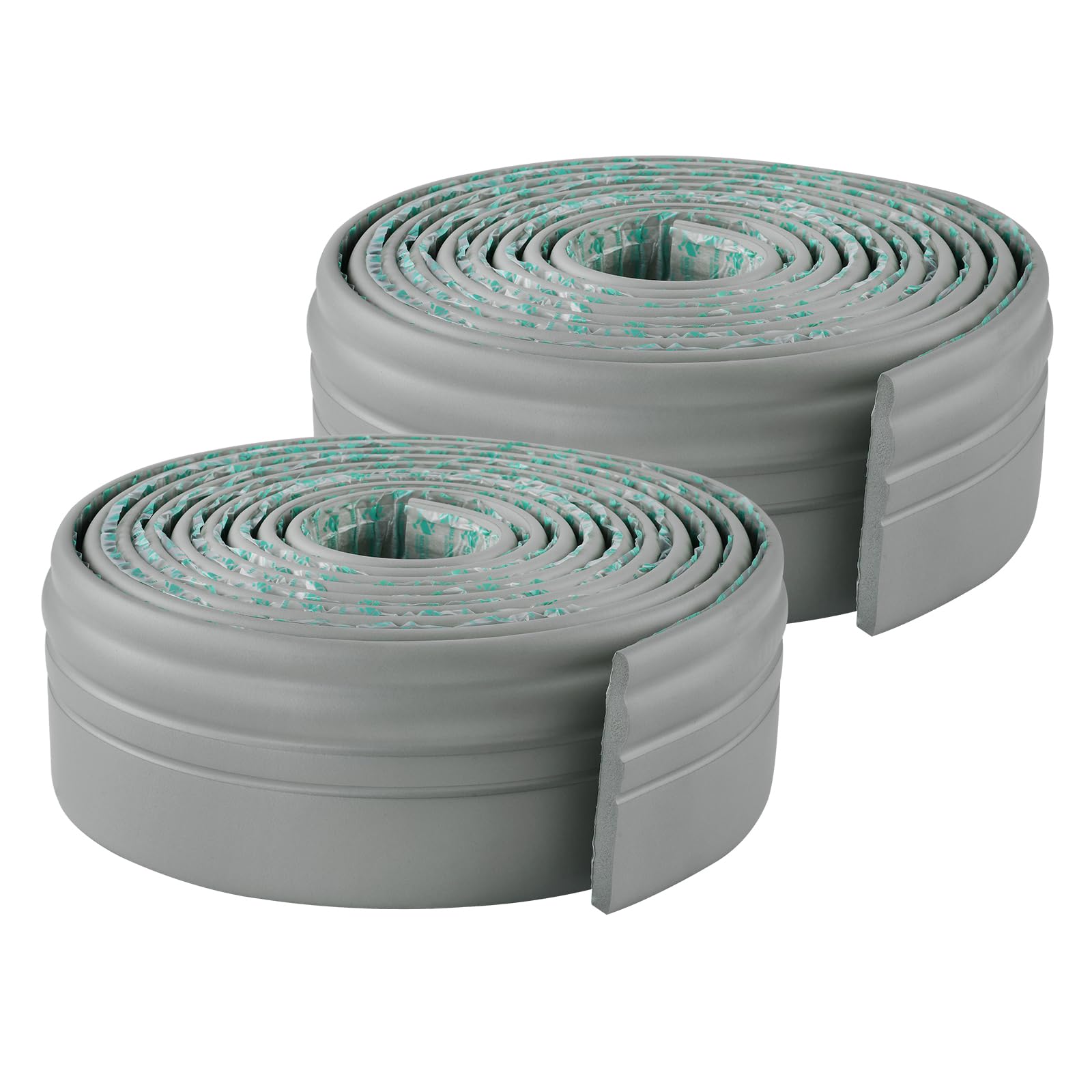 2 Rolls*5M Foam Baseboard Skirting Border,Self Adhesive Wall Borders,Wall Trim Line 3D,Peel and Stick Molding,Wallpaper Border,Caulk Strip for Countertops,Tile Waistline Trims(Grey,9.3CM)