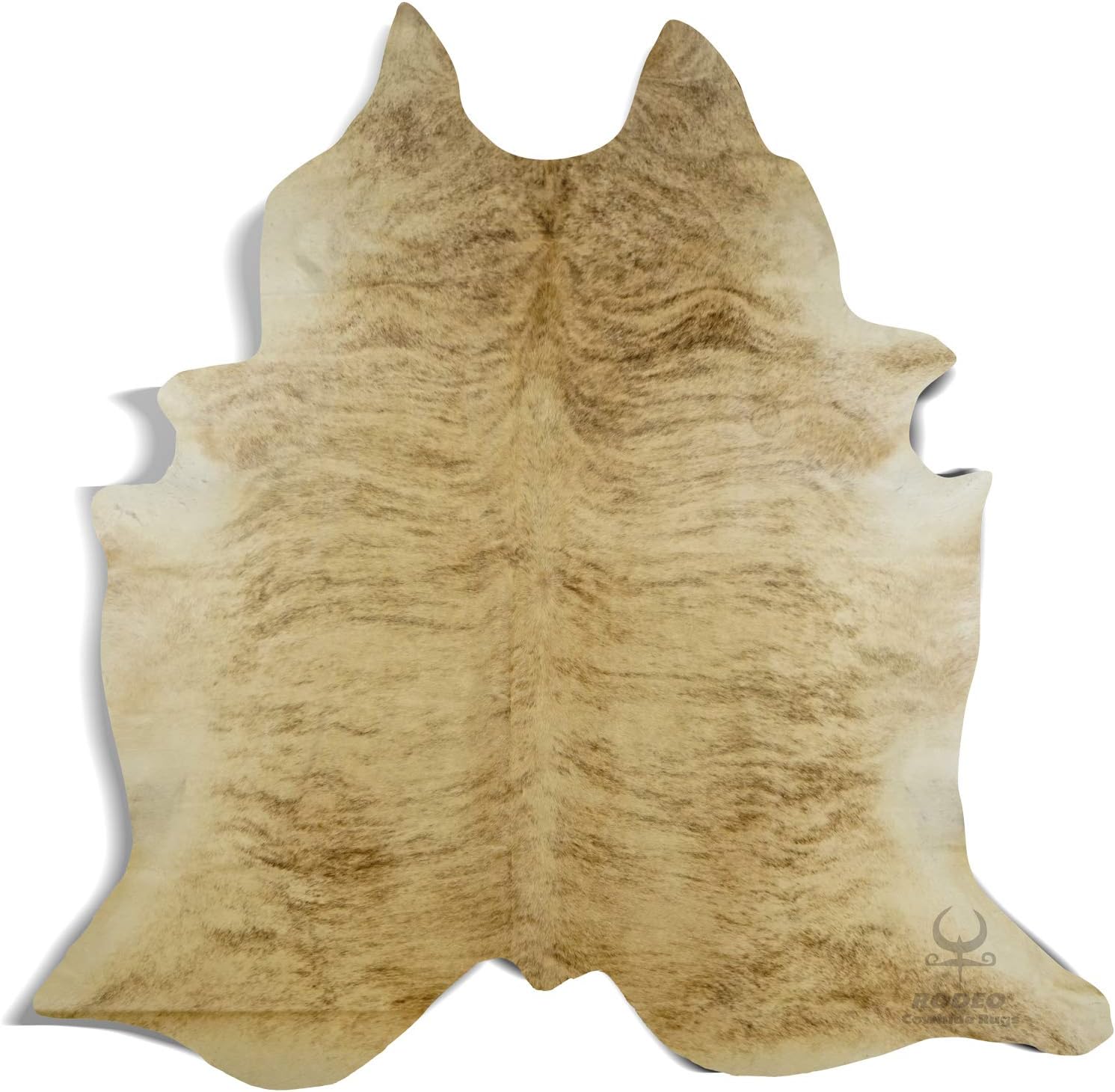 RODEO Light Tan/Brown Brindle Cowhide Rug Size XL/XXL Cow Skin Rug Hides (6x7)