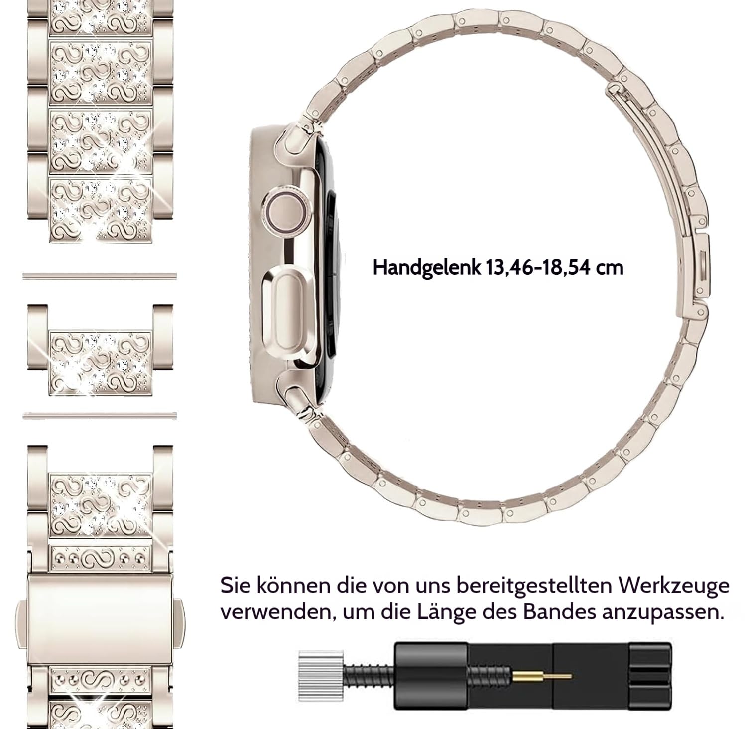 Bling Bracciale in Diamanti compatibile con Apple Watch Cinturino 38mm 40mm 41mm 42mm 44mm 45mm 46mm 49mm, Bracciale in Acciaio Inossidabile Diamanti Donne per iWatch Ultra SE 11 10 9 8 7 6 5 4