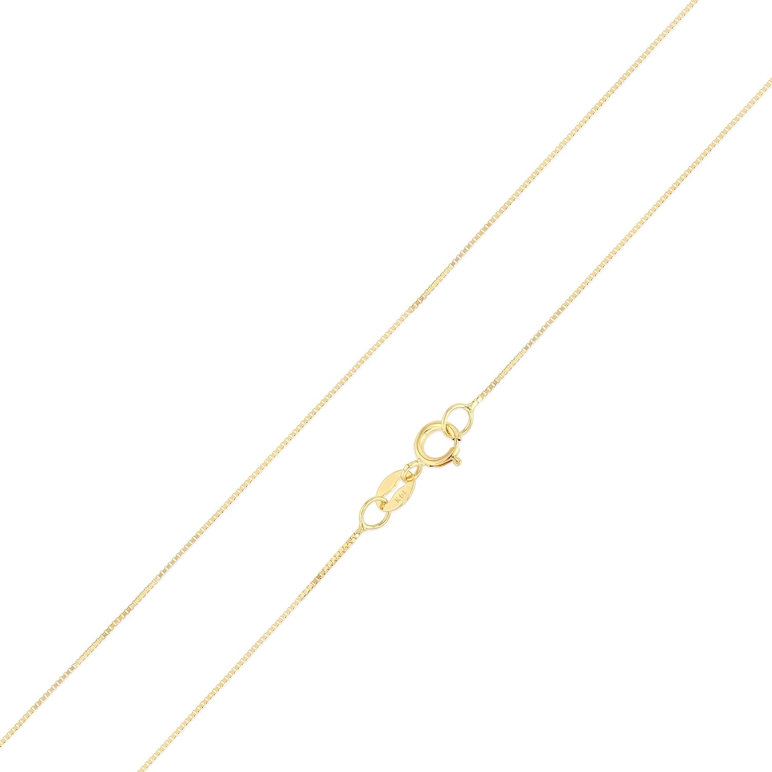 Ioka - REAL Solid 14K Yellow Gold 0.5mm Box Chain Necklace for Women with Spring Ring Clasp