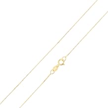 Ioka 14K Solid YELLOW or WHITE Gold 0.5mm Box Chain Necklace for Women, Real Gold Thin Venetian Link with Secure Spring Ring Clasp, Multiple Lengths 16-24 Inch