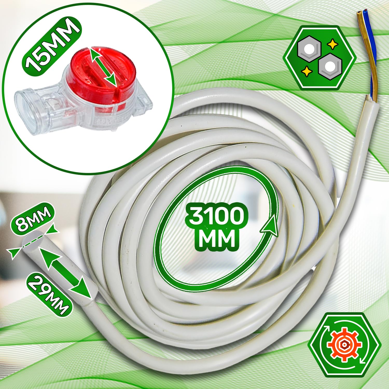 NTC Sensor Temperatura para Frigorífico con el Código Original 694239700 959014200 9590206 959020600 9590088 959008800 9590142 para Liebherr para Miele - Garantía de 5 Años - ONIX TECH