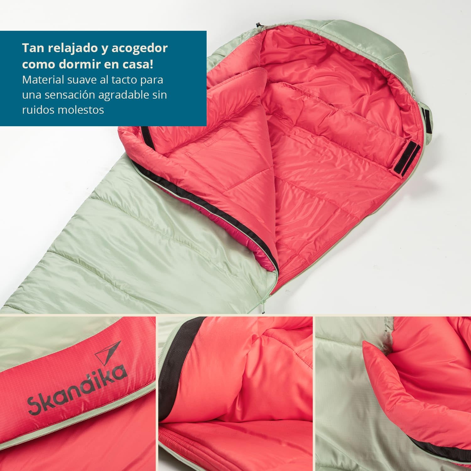 Skandika Saco de Dormir Gjora | Tipo Momia para Adultos, 3-4 Estaciones, Nylon Ripstop, Compacto, Repelente al Agua, Saco de Viaje