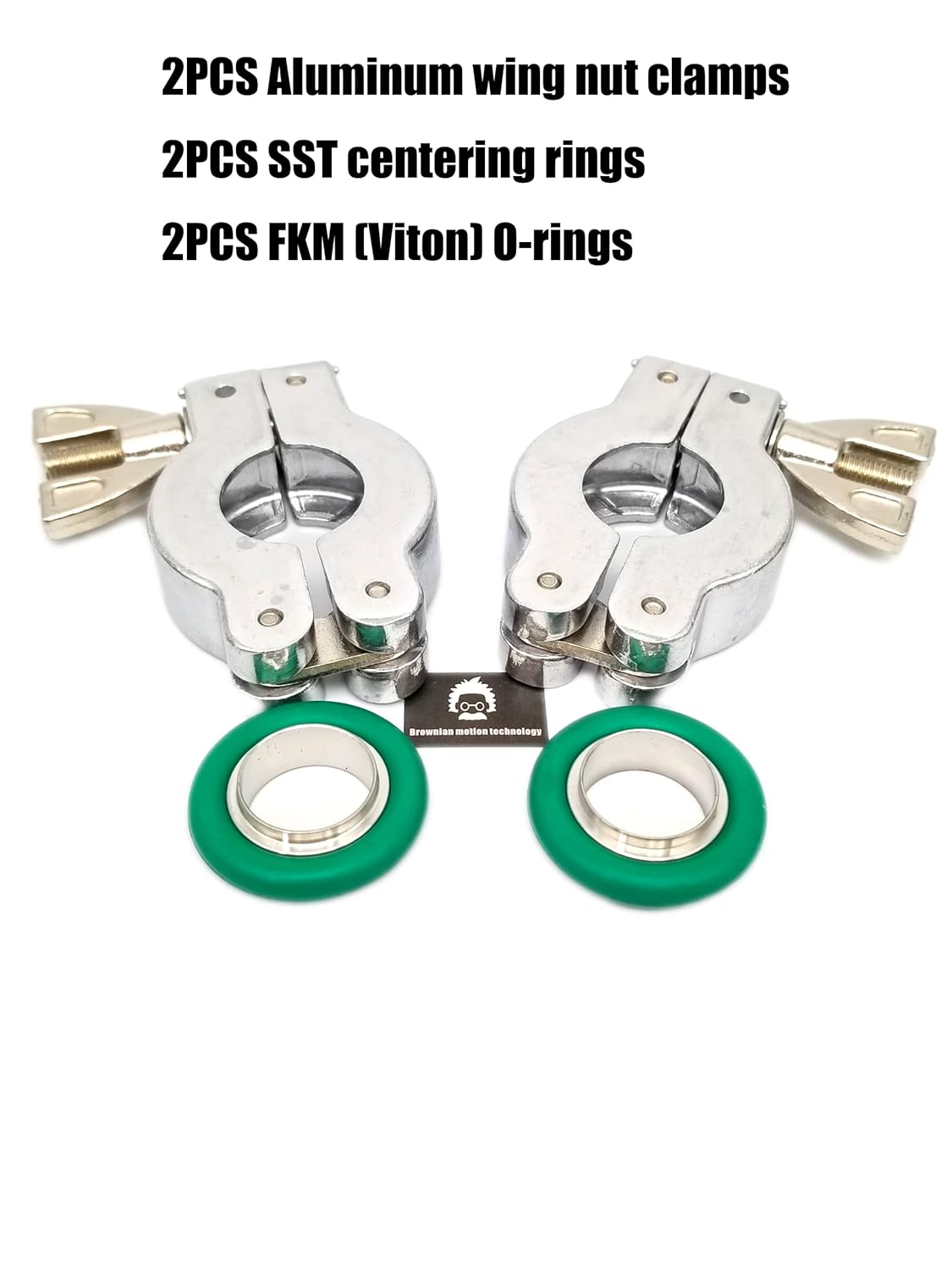 ISO-KF Flange KF16 Wing nut clamp Sets with Stainless Steel Centering Ring and FKM viton O-Ring (KF16 2sets)