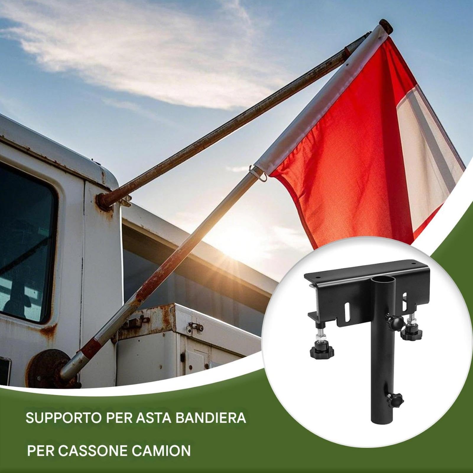 Polonteur de drapeau de camion, support de drapeau de lit de camion Montage