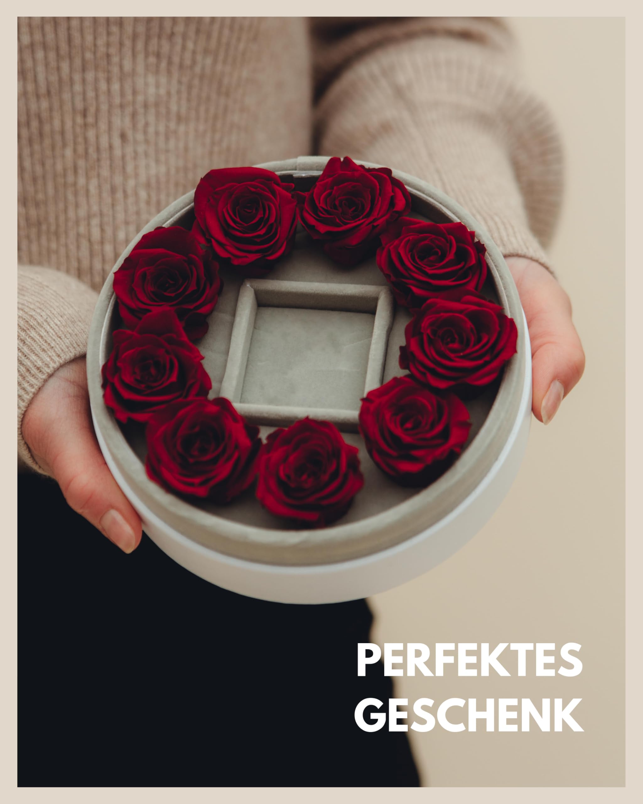 Rosen mit Schmuck I Geschenkbox für Damen mit konservierten Rosen und 925 Echtsilber Ohrstecker I Rosenbox mit roten Rosen I Konservierte Flowerbox 3 Jahre haltbar - Valentinstag-Geschenk für Sie