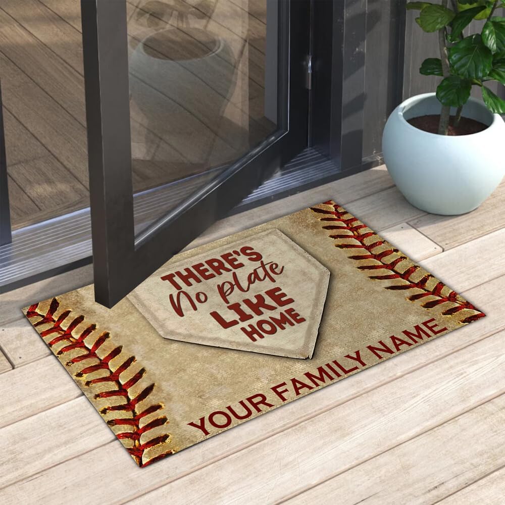 Viragil Customized Baseball Home Mat: No Plate Like Home, Decor Rug