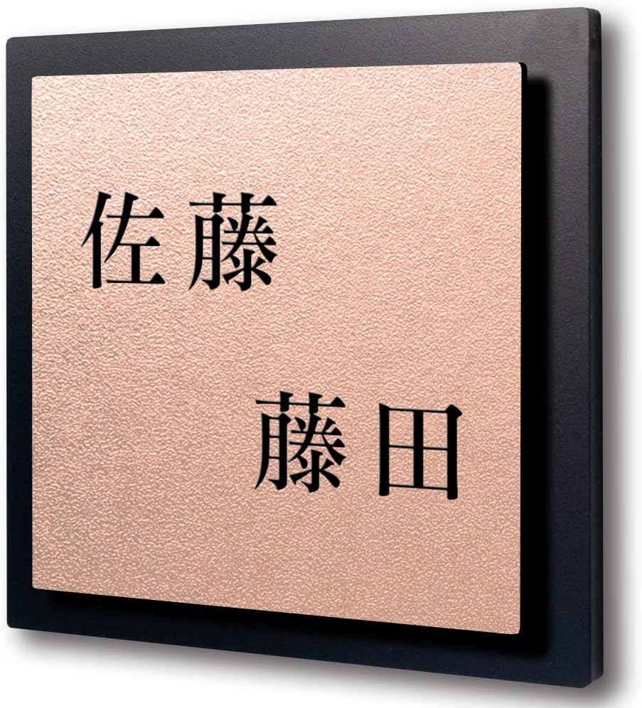9cm角 二世帯向け 黒台付 表札 2世帯 正方形 アクリル コンパクト 貼るだけ 戸建 マンション プレート 玄関 門柱 看板 おしゃれ シンプル 会社 屋外 新築