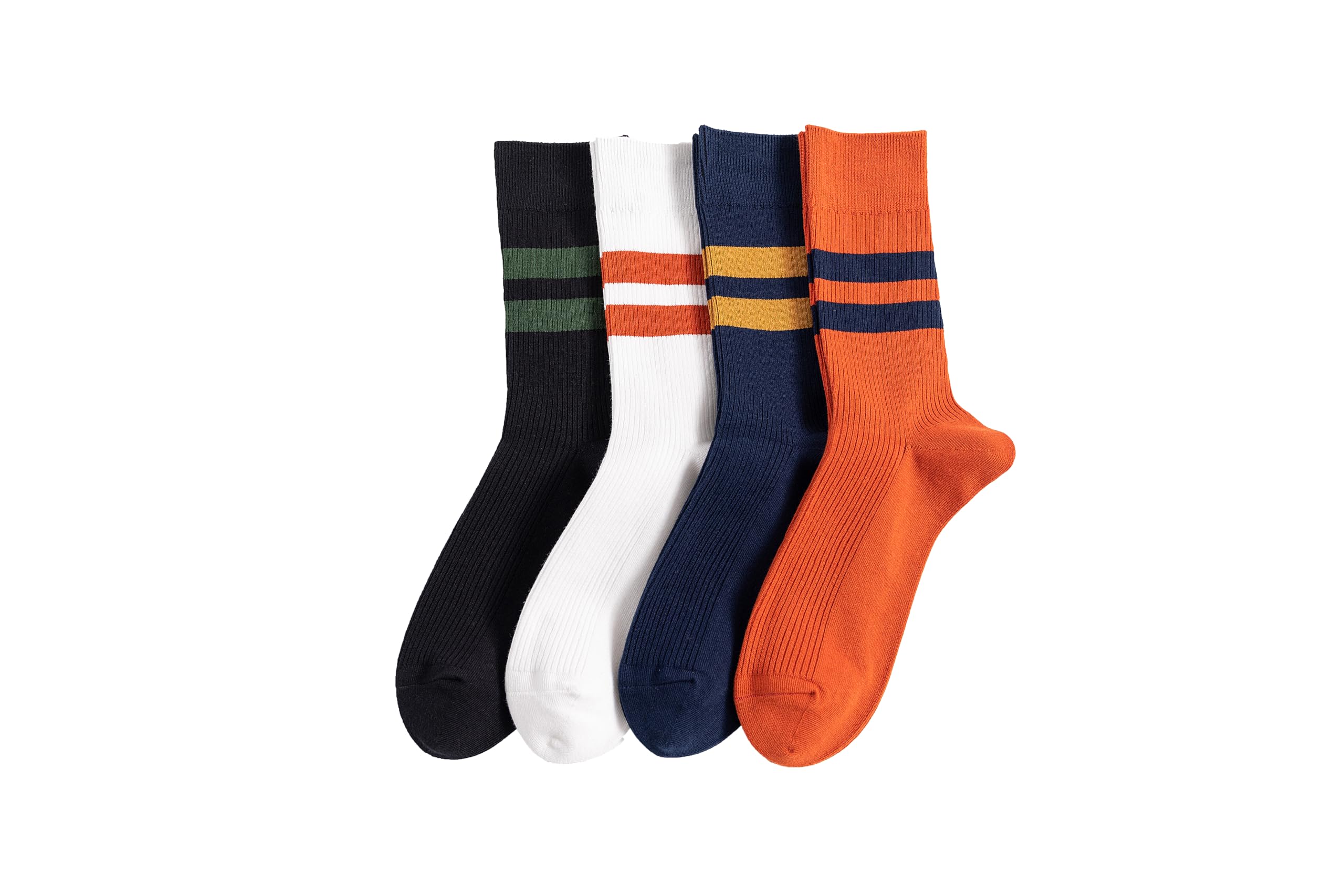 tutucolor4 Pairs Men Striped colouful Crew Socks - Retro Athletic Casual Cotton Socks - Novelty Socks For Men