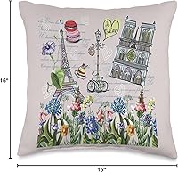 Vista 4 de Gifts of Paris Love Paris, Torre Eiffel, Notre Dame, paseo en bicicleta, almohada Traditions, 16 x 16, multicolor