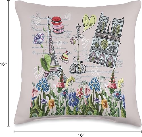 Miniatura 4 de Gifts of Paris Love Paris, Torre Eiffel, Notre Dame, paseo en bicicleta, almohada Traditions, 16 x 16, multicolor