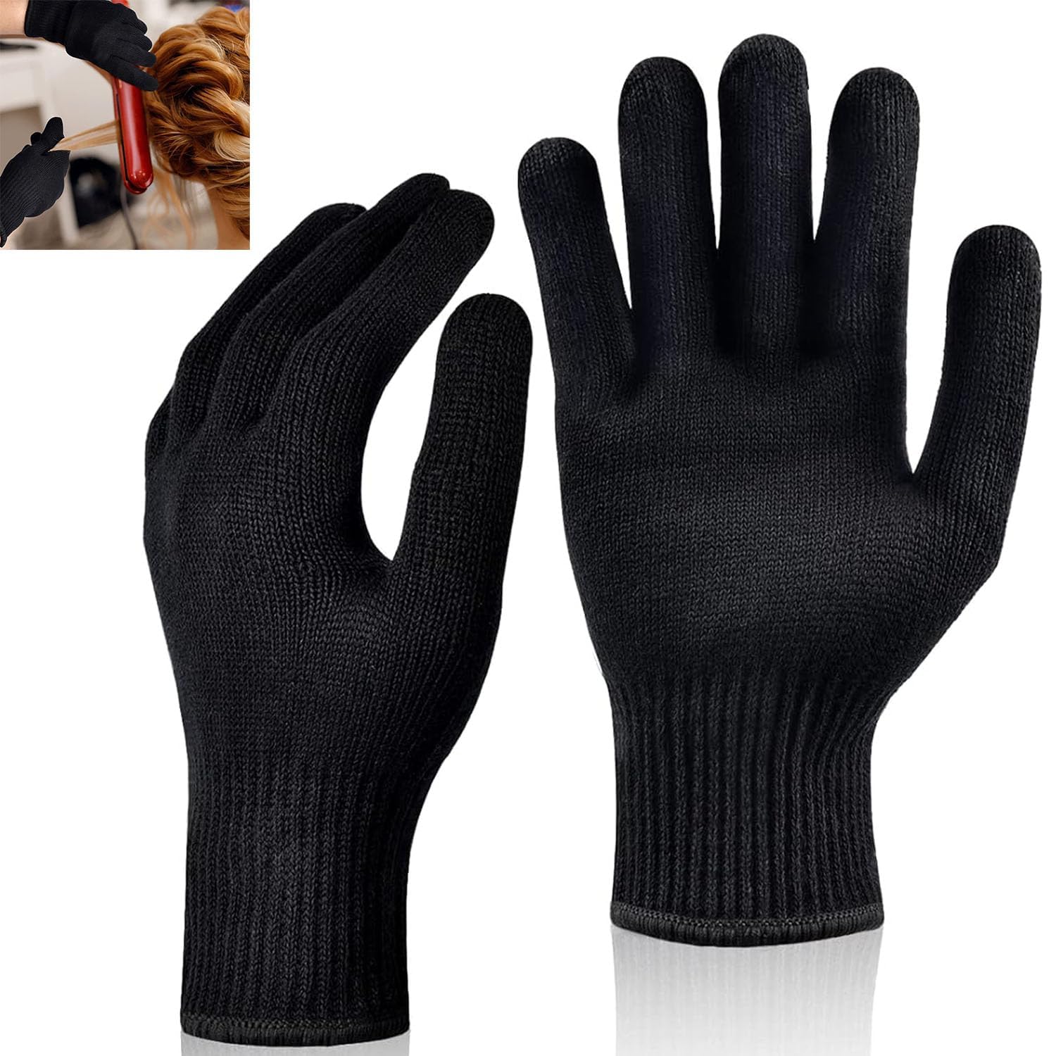 Lot de 2 Gants Professionnels Résistants à la Chaleur - Pour Fer à Friser & Fer à Lisser Cheveux - Gants Anti Chaleur Coiffeur Extensible