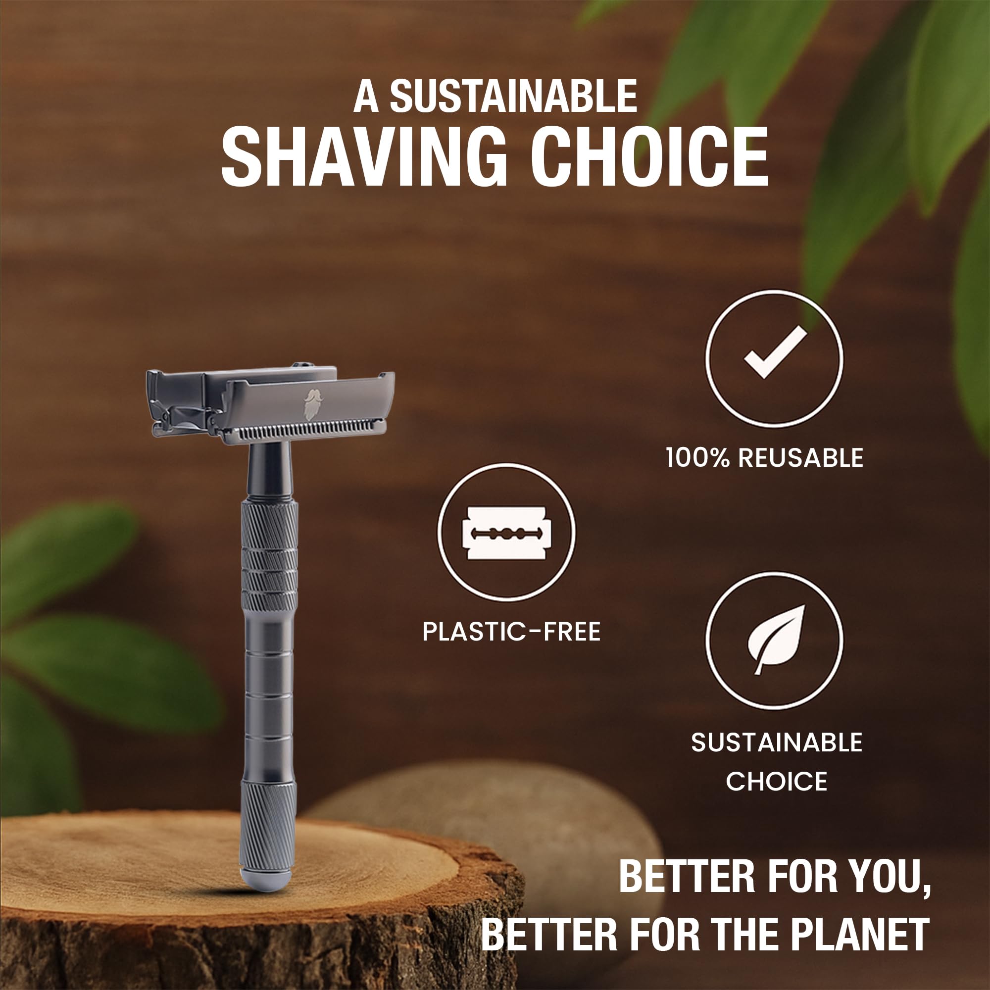 UrbanMooch Premium Butterfly Safety Razor for Men | Premium Stainless Steel Double Edge Shaving Razor with Butterfly Opening for Smooth, Close & Eco-Friendly Shave - Image 6 thumbnail