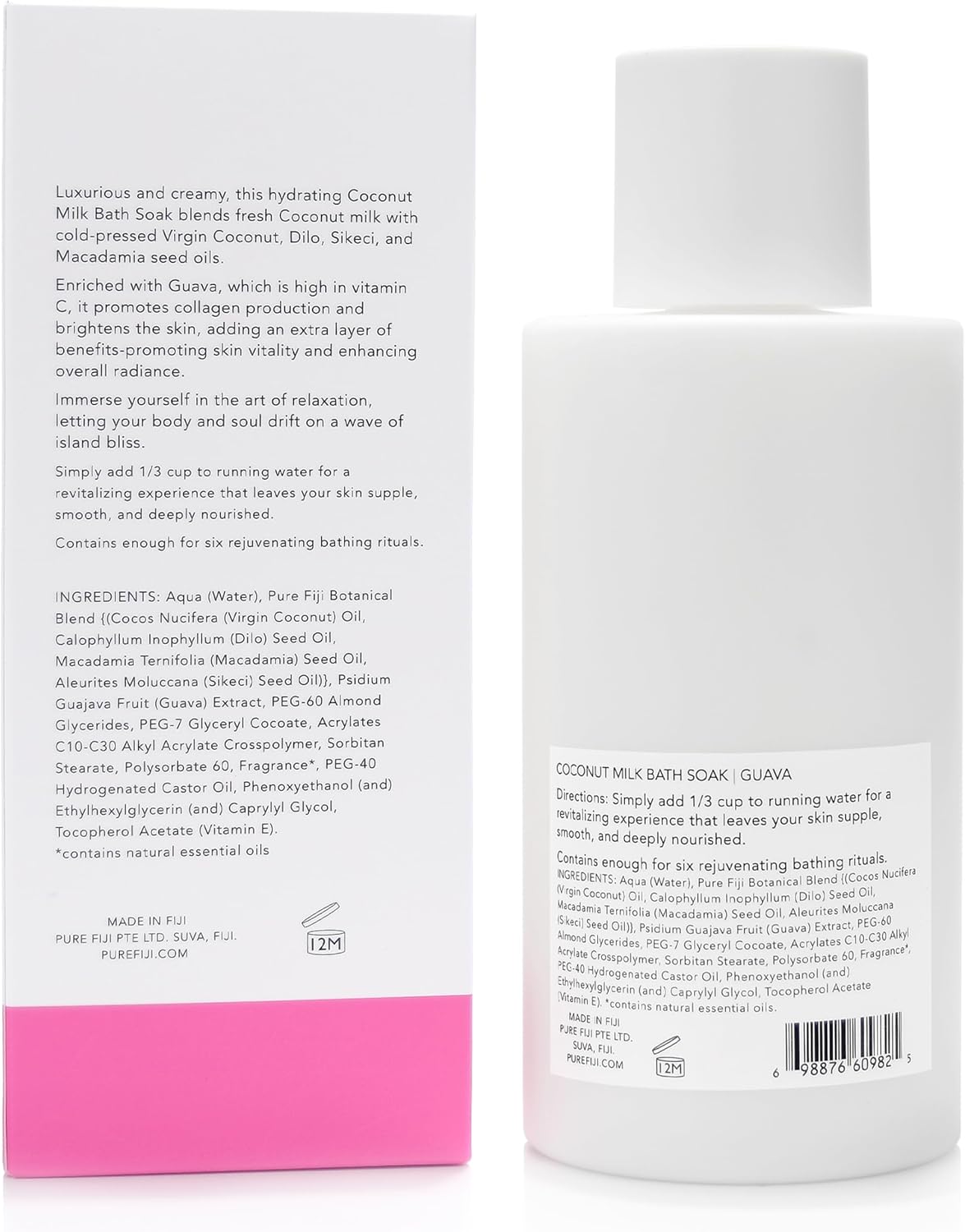 Pure Fiji Coconut Milk Bath Soak, Guava (14oz/415ml)