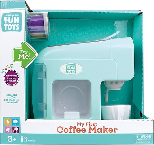 Miniatura 9 de My First Coffee Maker Playset diseñado para niños a partir de 3 años, color verde azulado, 10.35 x 5.63 x 9.57 pulgadas