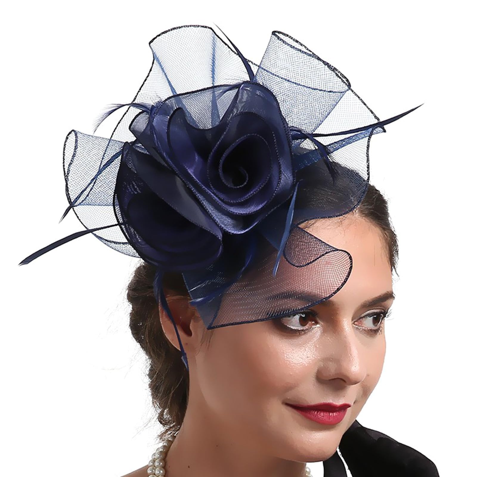 Fentency Teaparty Hat Cocktails Party Mesh Hat Hair Clip Female Mesh Flower Fascinator Hat Headpiece Role Play Accessory Headwear
