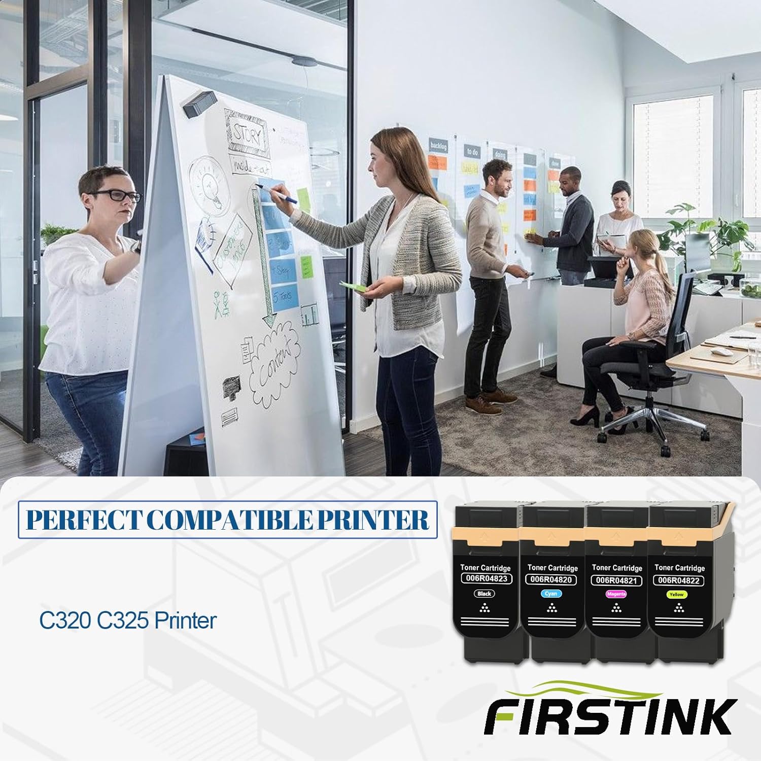 Extra High Capacity C320 C325 Toner Cartridges with New Chip 006R04820 006R04821 006R04822 006R04823 Replacement for Xerox C320 C325 Printer Tonner (4-Pack)