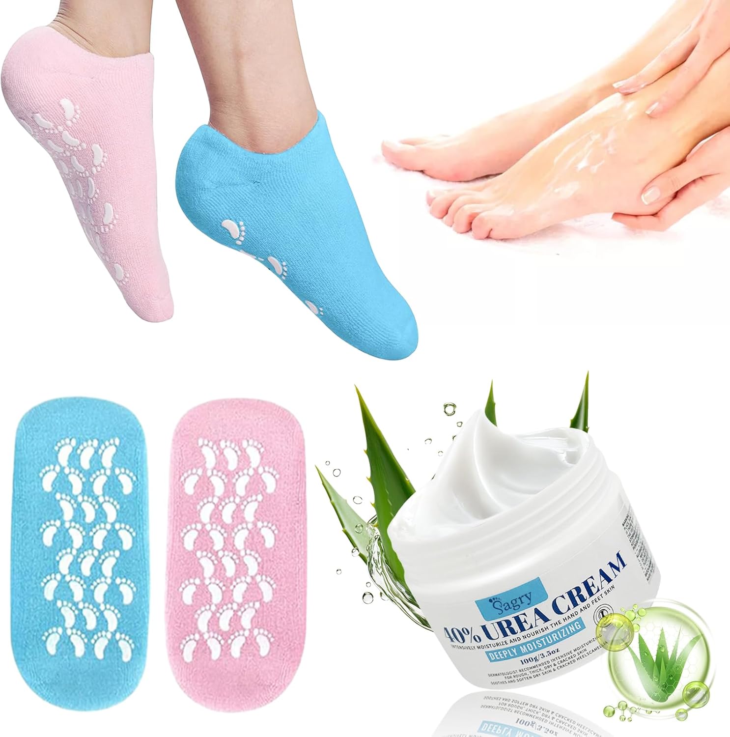 2Pairs Moisturizing Socks and Urea Cream 40 Percent