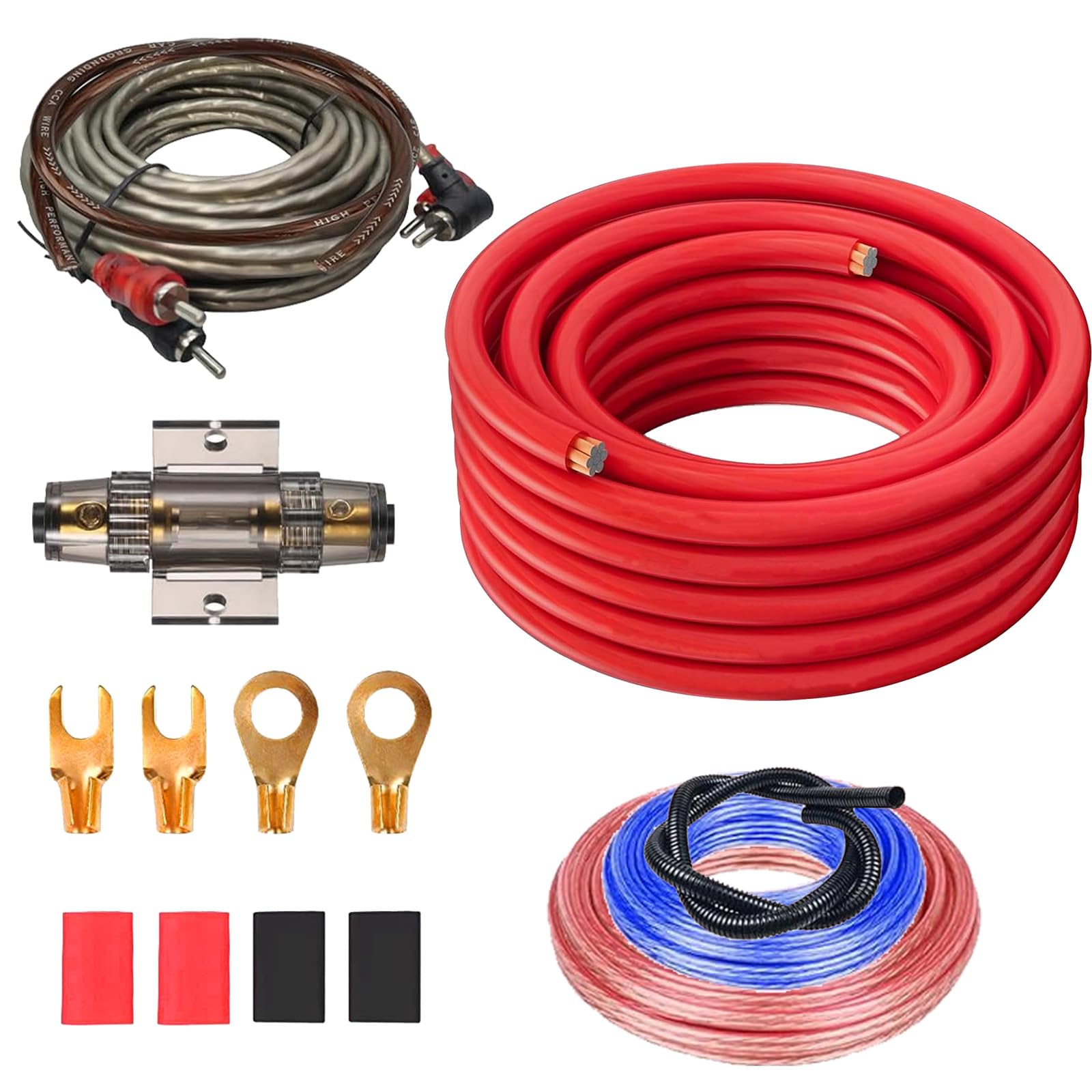 Ensemble de câbles de subwoofer XWGKLN, jeu de câbles d'amplificateur de voiture 4GA, jeu de câbles d'amplificateur d'alimentation de 5 mètres, fil audio de voiture