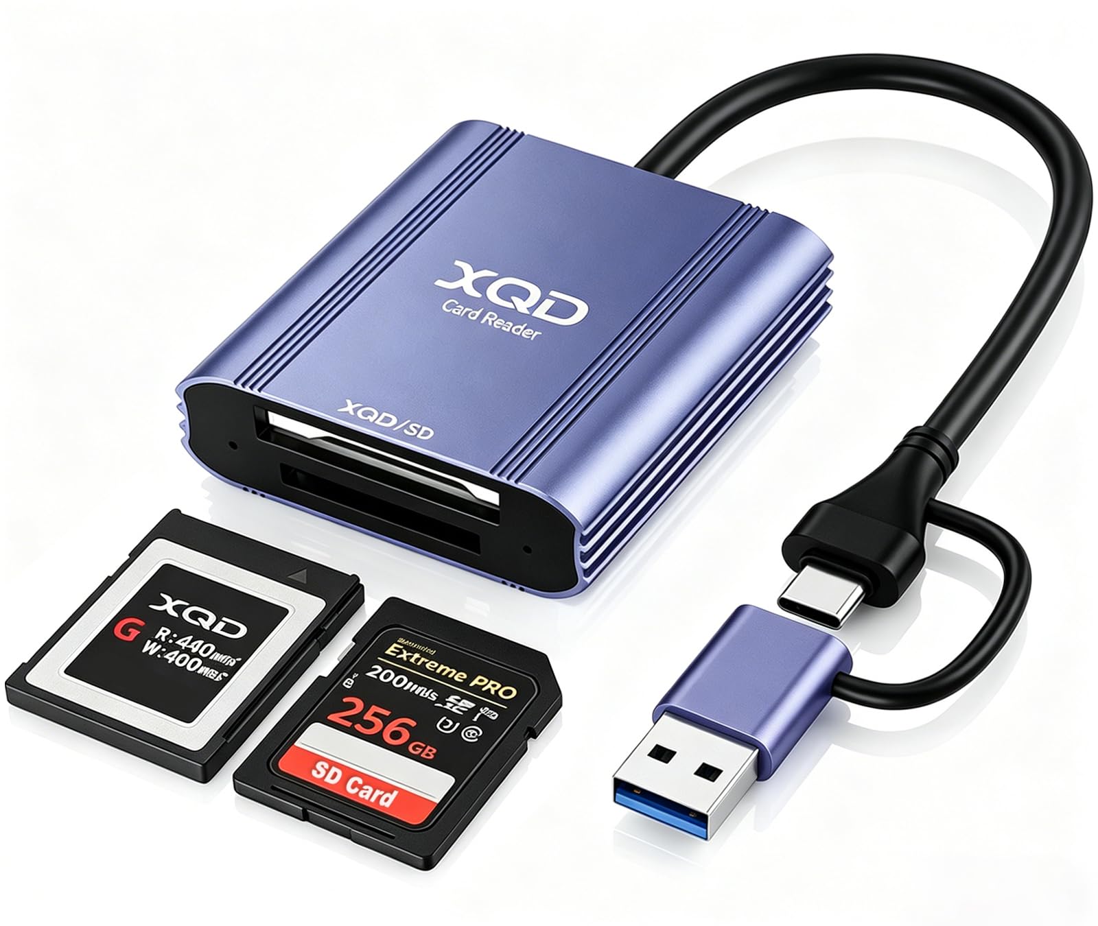 XQD Card Reader - 2 in 1 XQD/SD Memory Card Adapter Compatible with iPhone 17/16/15 Windows Mac OS Android, 5Gpbs USB 3.0 XQD Reader Support Sony G/M Series, Lexar 2933x/1400x USB Mark XQD Card-image-42