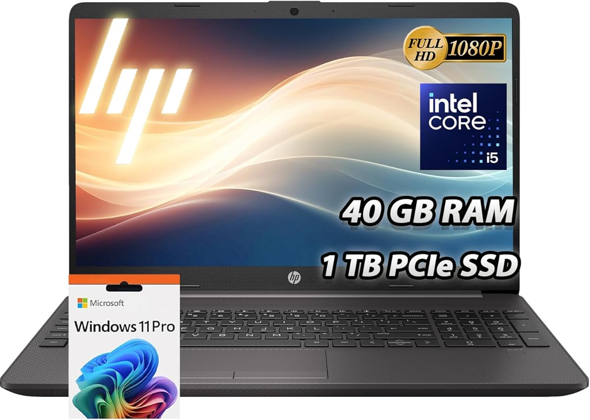 HP 250R-G9 Flagship 15.6" Laptop - Special Business Edition with 13th Intel Core i5-1335U (Beat i7-1255U) - 40GB RAM | 1TB SSD - FHD Display - Wi-Fi 6 - Win 11 Pro - w/WOWPC Recovery USB : Electronics
