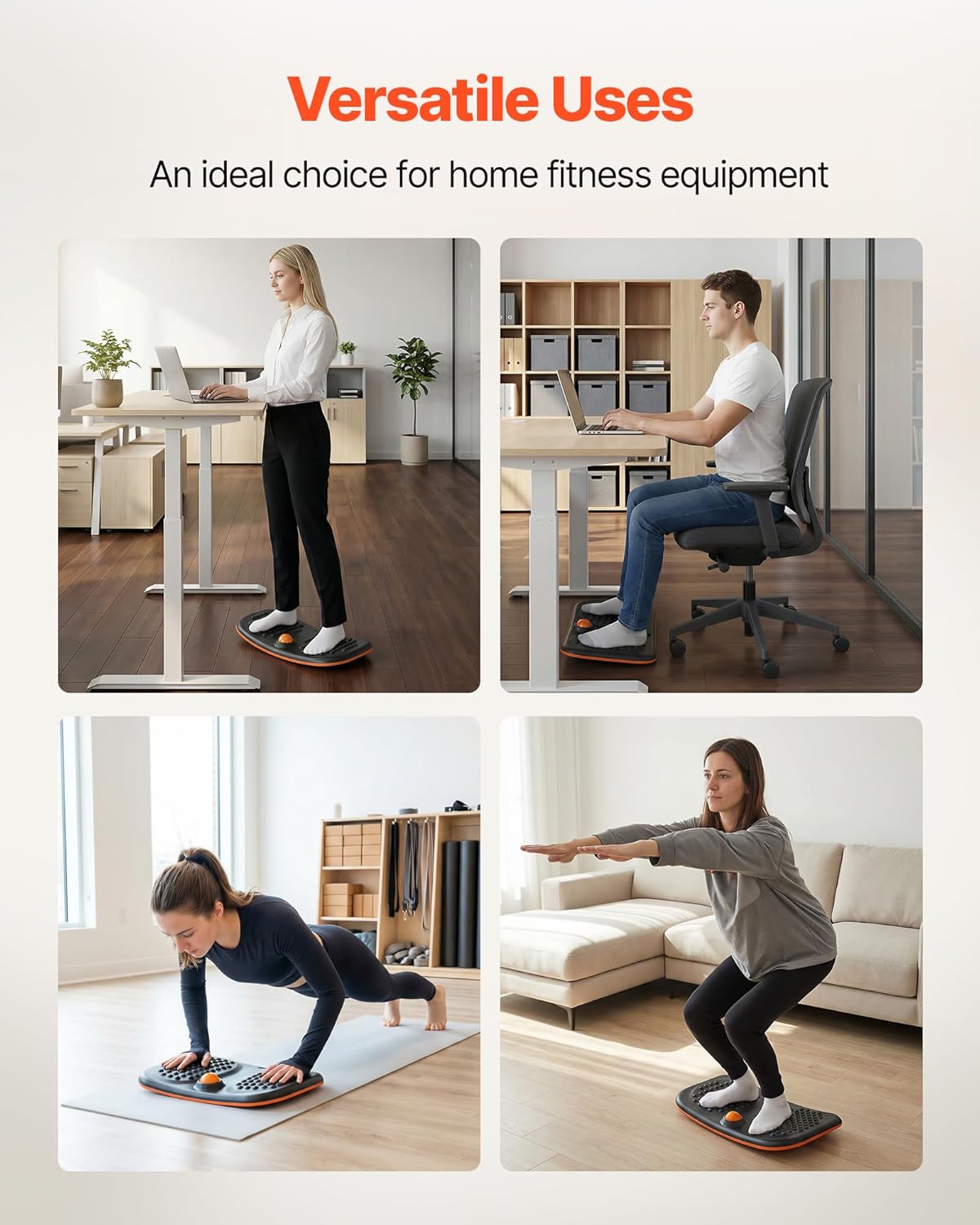 VEVOR Balance Board, Wobble Board Trainer for Adults, Premium Balance Training Equipment Rocker, Compact & Lightweight for Core Workouts, Standing Desk Exercise, Home Gym, Office, Workstation, Black