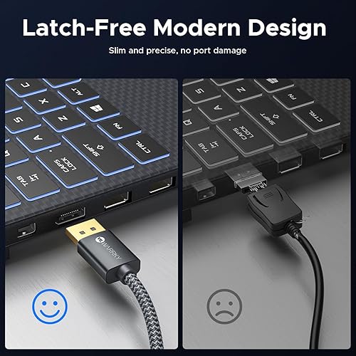 Miniatura 6 de Warrky Cable DisplayPort a HDMI 4K de 6 pies, negroMáx. 120 Hz, carcasa de metal, cable de nailon Transmisión unidireccional DP 1.2 computadora a