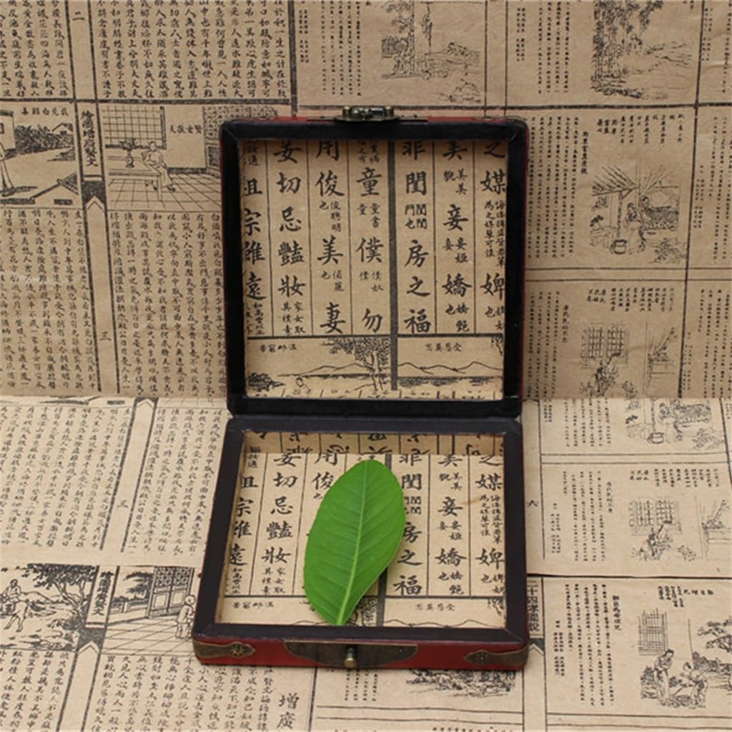 Antique Leather Box Square Classic Jewelry Inch Compass Wooden