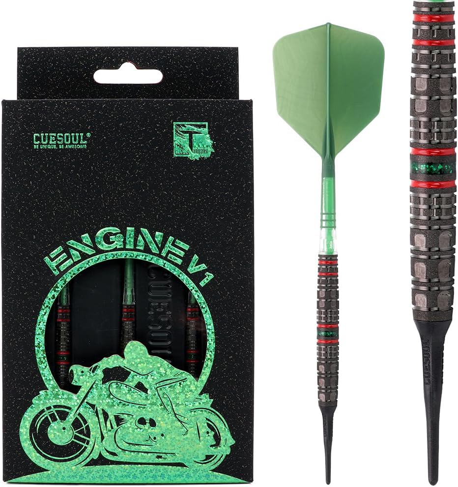CUESOUL Engine 18/19/20/21g Soft Tip 90% Tungsten Dart Set with Oil Paint Finished and Unifying ROST T19 Carbon Flight