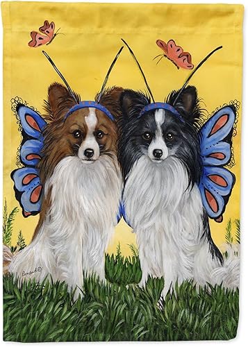 Caroline's Treasures PPP3143GF Bandera de jardín con mariposas Papillon para buzón, bandera decorativa para patio exterior, obras de arte de patio,