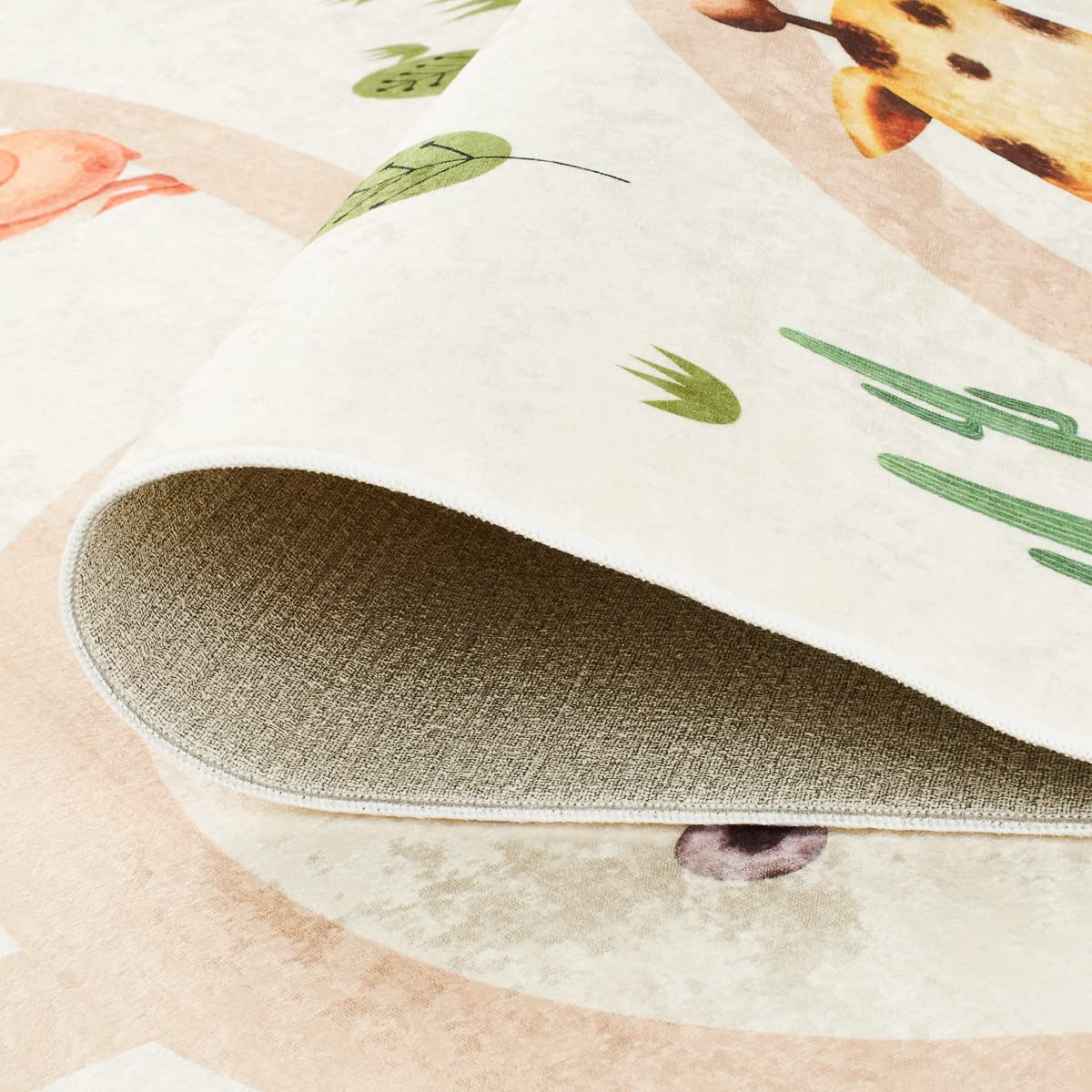 Nazar Tapis Chambre Enfant, Tapis Bébé, Tapis Enfant pour Fille et garçon à Motifs Dinosaure, Carte du Monde et Animaux (739 Beige, 80x150 cm)