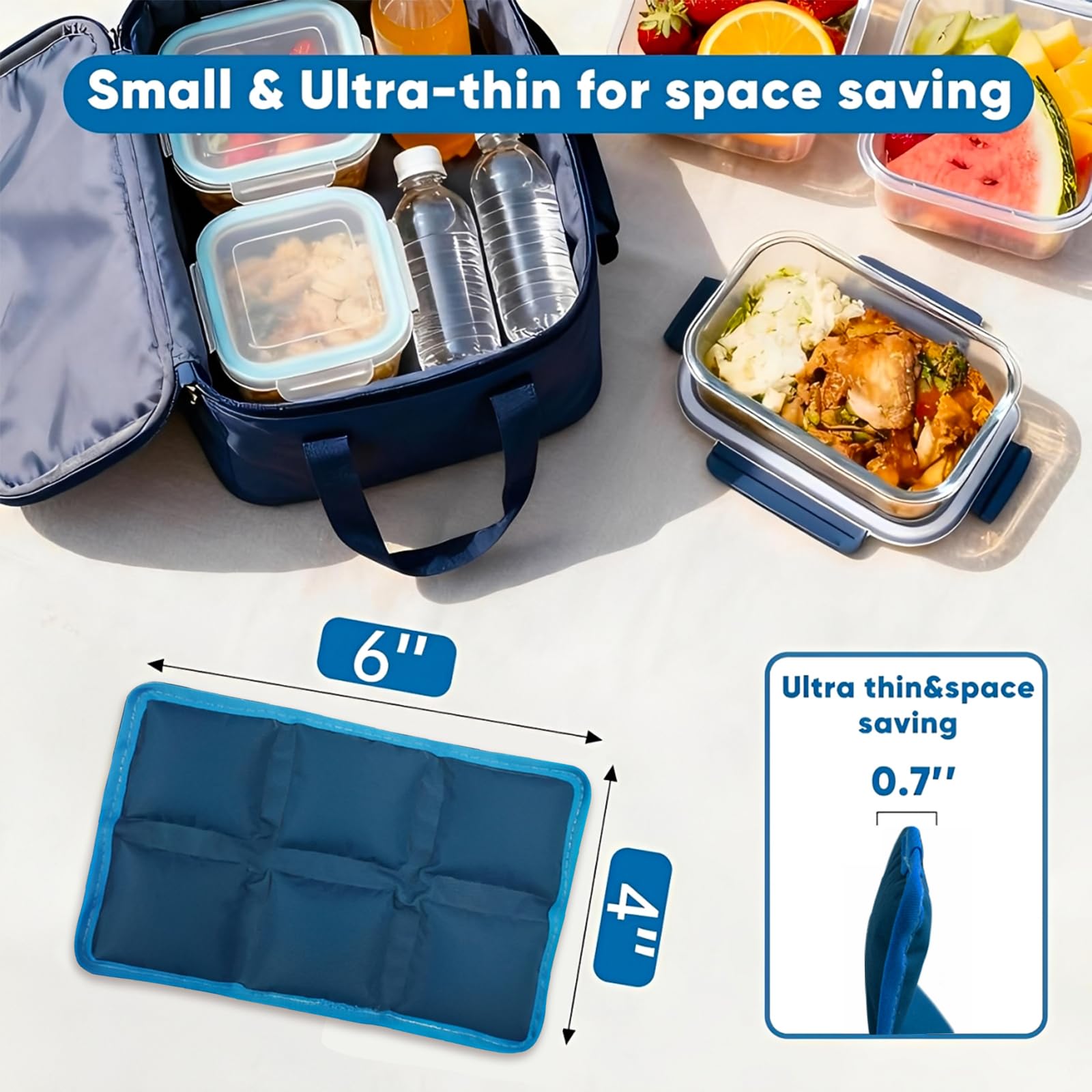 4 Pezzi Ghiaccioli per Borsa Frigo, Ghiaccioli Morbidi Riutilizzabili per Borsa Frigo, Mattonelle Ghiaccio, Ghiaccio per Borsa Termica, Elementi Refrigeranti, per Viaggi, Scuola, Picnic