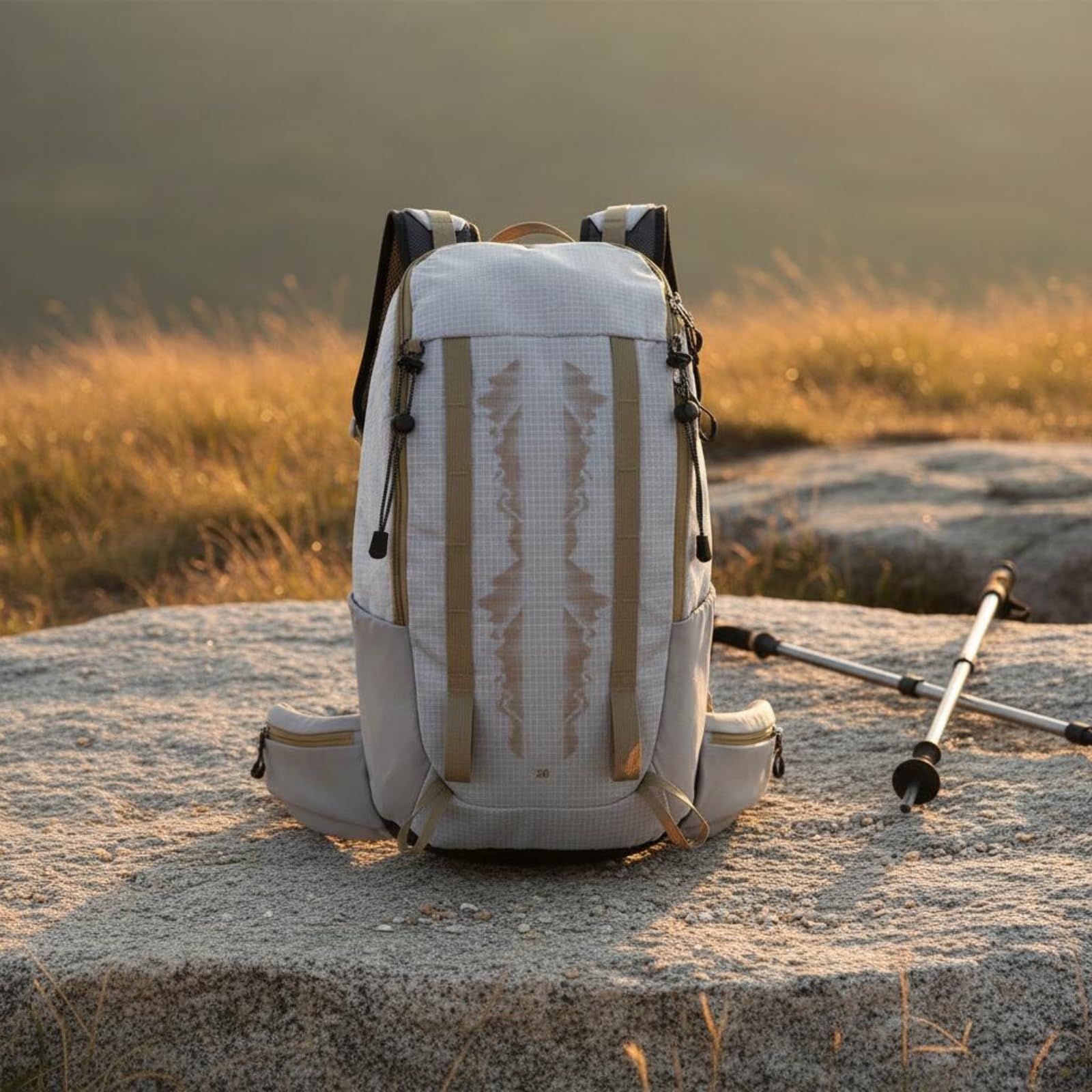 Qianly Zaino Impermeabile da Trekking Resistente Equipaggiamento Esterno per Escursionismo, Beige, Cachi