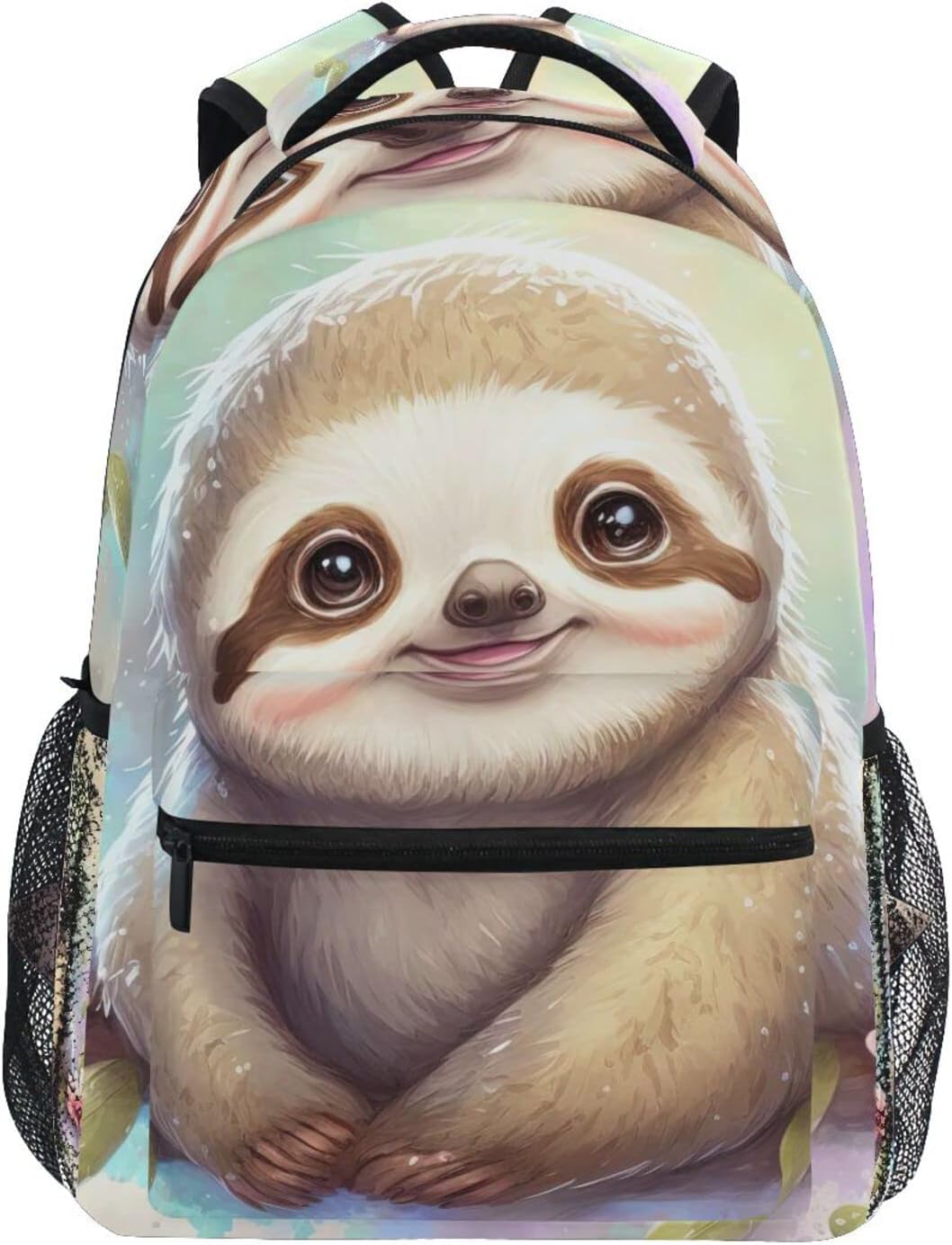 Vnurnrn Kids Travel Backpack for Boys Girls, Watercolor Cub Sloth Print Large Capacity with Name Tag Slot