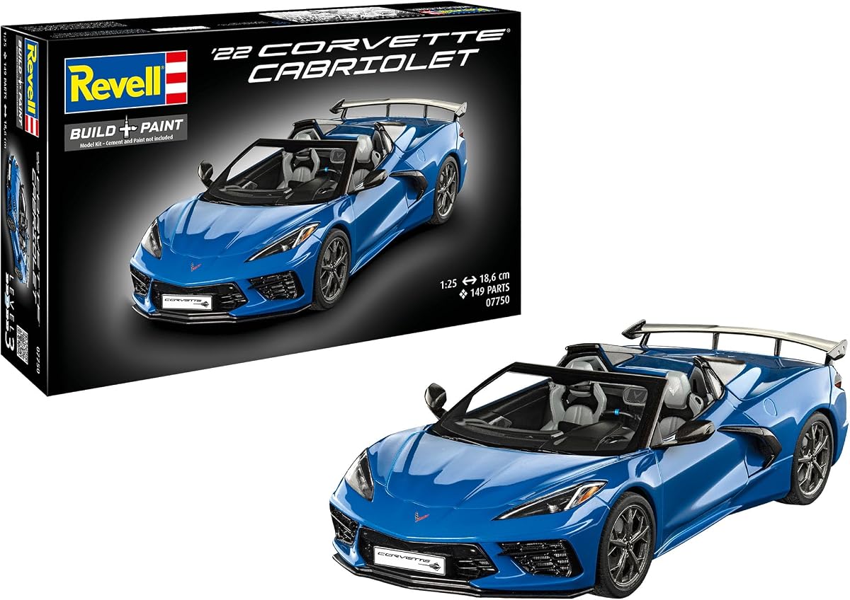 Revell 07750 Corvette C8 Cabriolet 1:25 Scale - Unbuilt/Unpainted Plastic Model Kit